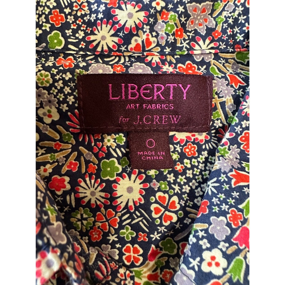 J.Crew Liberty Button Down 100% Cotton Women 0 Navy Multi Floral Career Preppy - Picture 8 of 9